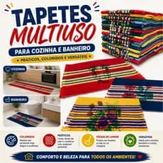 Kit Tapetes para Cozinha Tapetes para Banheiro 5/10 Unidades Simples 100% Algodão  Atoalhado Estampas Sortidas Listras