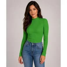 Blusa Feminina Cacharrel Canelada Gola Alta Manga Longa Blusa de Frio Canelada com Gola Blusinha Inverno