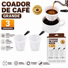 Kit 3 Coador Café Grande de Pano Coadores de Café Pano Reutilizável Sustentável Tamanho Grande 14cm Coador de Pano