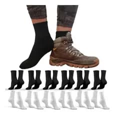 Kit 12 Pares Meia Cano Alto Algodão masculina branca Unissex 40-46  Sport Academia Cores