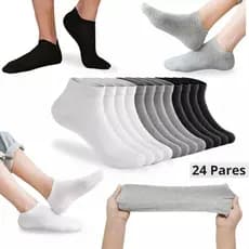 Kit 24 Pares Meia cano baixo Algodão masculino Soquetes Meia Meias Unisex