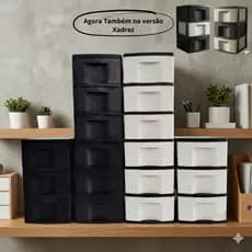 Organizador Multiuso Gaveteiro de Chão Preto Resistente 3 4 5 6 Gavetas Quarto Escritório 🗄️🖤