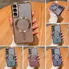 Capa Capinha S21 FE S22 Ultra S23 Ultra S21 Plus S21 Ultra Case Samsung Galaxy Celular Magsafe Glitter Eletroplatado Filme de Lente BAPE