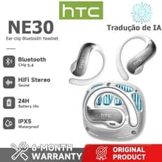 Garantia de um ano HTC NE30 AI Tradução Tradução em tempo Real TWS Fone de ouvido Bluetooth Bluetooth 5.4 HiFi Qualidade