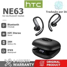 1 ano de garantia HTC NE63 AI Tradução Headset Tradução em tempo Real TWS Fone de ouvido Bluetooth Bluetooth 6.0 HiFi Qu