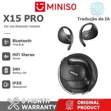MINISO X15 PRO AI Tradução OWS Suporte 148 Idiomas Fones De Ouvido Sem Fio Com Ganchos De Orelha IPX5 À Prova D'água Blu