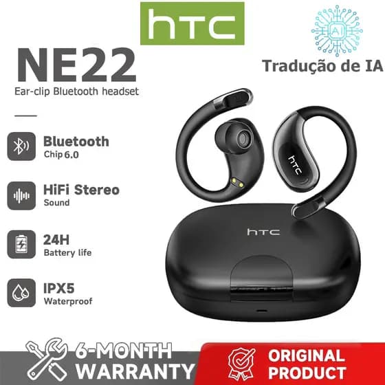 HTC NE22 AI Tradução Tradução em tempo Real TWS Fone de ouvido Bluetooth Bluetooth 6.0 HiFi Qualidade de som IPX5 Fone d