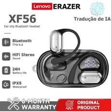 Lenovo Erazer XF56 AI Tradução Headset Bluetooth 6.0 Fone de ouvido sem fio Fones de ouvido esportivos HD Chamada LED Po