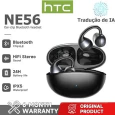 Garantia de um ano HTC NE56 AI Tradução Tradução em tempo Real TWS Fone de ouvido Bluetooth Bluetooth 6.0 HiFi Qualidade