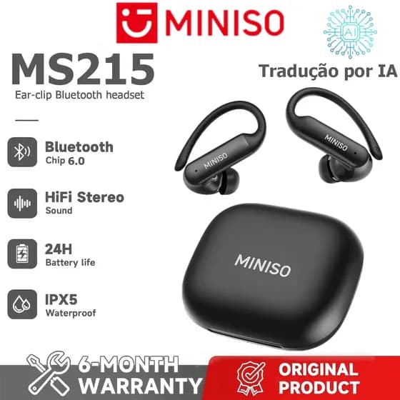 1 ano de garantia MINISO MS215 Fone de ouvido com tradução de idioma em tempo Real AI Fone de ouvido sem fio Bluetooth O