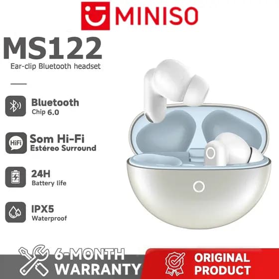 Garantia de um ano MINISO MS122 Novo produto Fone de ouvido Bluetooth HiFi Qualidade de som Versão Bluetooth 6.0 Fone de