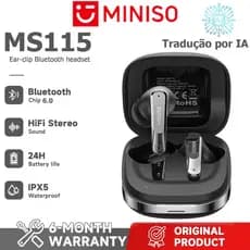 1 ano de garantia MINISO MS115 Fone de ouvido para tradução de idiomas AI Fone de ouvido Bluetooth sem fio OWS Suporte 1