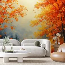 Papel de Parede 3D Papel de Parede Para Sala Crepusculo de Outono Adesivo Lavavel Para Quarto