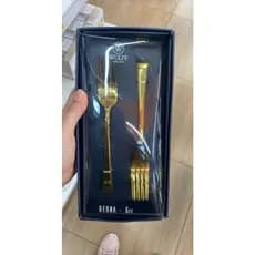CJ 6 GARFOS ACO INOX P/MESA BERNA DOURADO - WOLFF - 71790