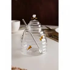 AÇUCAREIRO DE VIDRO BOROSSILICATO COM COLHER E TAMPA LOVELY BEE 500ML - LYOR - 220842
