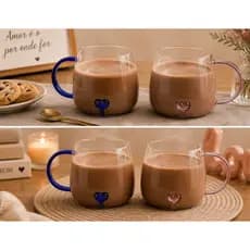 KIT CASAL COM 2 CANECAS DE VIDRO BOROSSILICATO AMORE 430ML - FLASHGOODS - F0605
