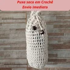 Puxa Saco em Tricot Artesanal Crochê Porta Sacolas Plásticas - 20 x 45 cm