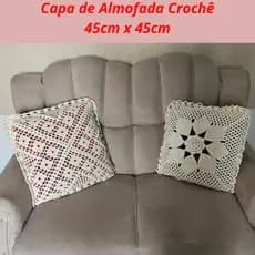 Capa de Almofada em Crochê - Feita à Mão com Barbante Fino (45x45cm)
