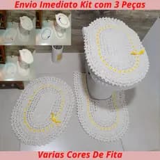 Kit 3 Peças Tapete Jogo de Banheiro de Crochê Feito a Mão