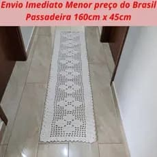 Passadeira Tapete Feito à Mão em Crochê "Oito Rosas" 160cm