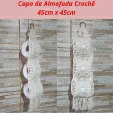 Porta Papel Higienico Suporte Artesanal Em Crochê De Algodão Barbante Fino Feito a Mão