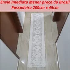 Passadeira Tapete Feito à Mão em Crochê "Dez Rosas" 200cm