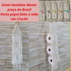Porta Papel Higienico Suporte Artesanal Em Crochê De Algodão Feito a Mão