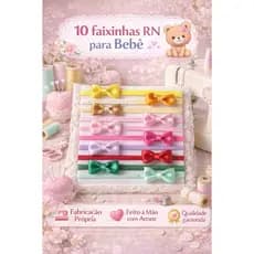 Kit com 10 Lacinhos em cetim para Bebês em meia de seda Tiarinhas para Bebês Laços RN