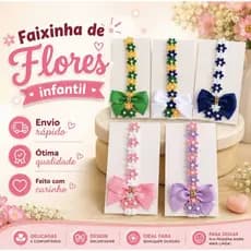 Faixa de Cabelo Infantil com Flores  para Bebê RN  Cores Variadas,Faixa de Seda/ Laços para Crianças/Festas/Batizados