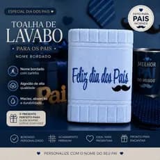 Toalha de Lavabo Döhler Bordada Personalizada Feliz Dia dos Pais ou Nome Bordado| Presente /Lembrança Exclusivo/Padrinho