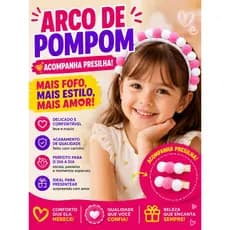 Arco de Pompom Infantil e Adulto | Tiara para Festa, Presilhas, Acessório de Cabelo Delicado e Artesanal/arco de bolinha