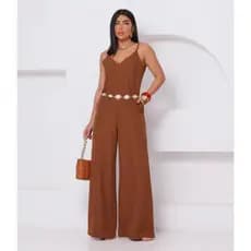 Macacão Feminino alafaiataria elegante luxuoso tecido TWILL
