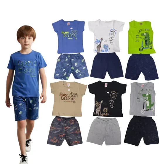 Conjunto Infantil Menino Kit 8 Peças Camiseta 100% Algodão Roupa Infantil Menino 1 ao 8 Promoção