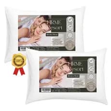 Kit 2 Travesseiro Antialérgico Suporte Extra Firme Toque Algodão Branco Confortável