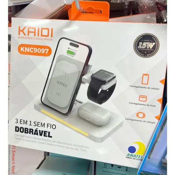 Carregador Sem Fio Dock Station P/ Apple Watch Airpod iPhone Samsung - Carregador Por Indução