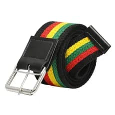 Cinto Masculino Reggae Mesclado Rasta Listrado Tecido Lona Reforçado Unissex Ajustável Casual Roots Jamaica