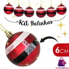 Kit 6 Bolas Natalinas Bolinhas 6cm Papai Noel Decoração Enfeites De Natal