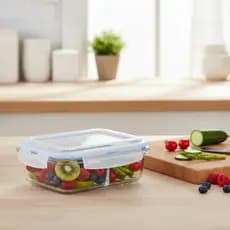 Pote Hermetico Retangular Vidro 1040ml Com Divisoria Organizacao Alimentos