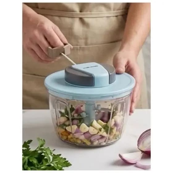 Centrifuga de Salada Manual com Picador 3 em 1 - Seca Pica e Serve Folhas Legumes Saladeira Cozinha