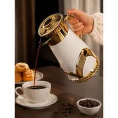 Garrafa Térmica La Francesa 1 Litro Branca e Dourada Luxo Café e Chá