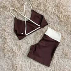 conjunto de short empina bumbum feminino top costas cruzadas fitness academia