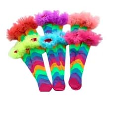 Meia Arco-Íris Com Tule Ideal Para Fantasias Carnaval