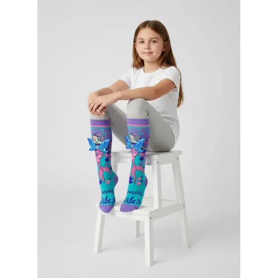Meia 3D Divertida Infantil Cano Alto Tamanho Único Veste 32 ao 38 MI 3D