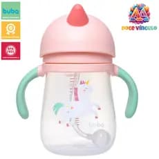 Copo Treinamento Canudo e Válvula Anti-Cólica Infantil Bebê Magic Unicornio Canudo de Silicone Buba