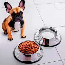 Vasilha Comedouro 1 2 ou 4 Un. e Bebedouro Inox Cães e Gatos Antiderrapante Pote Tigela Cachorro