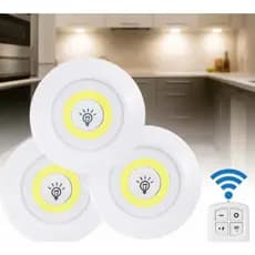 Kit 3 Lâmpada Iluminaria Led Spots com Controle Remoto