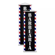 Kit 2 Banners Barbearia Lona 100x30cm
