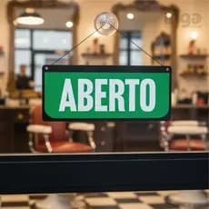 Placa Aberto Fechado Porta Cordão Ventosa PVC Uso Comercial Residencial Decoração Sinalização Aviso
