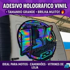 Adesivo Holográfico Vinil • Tamanho Grande 🔥 Ideal para Motos • Caminhões • Vitrines de Loja 🚛