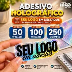 Adesivo Holográfico Personalizado Prova D’água Sua Arte Logo Impressão Cartela Comércio Brinde